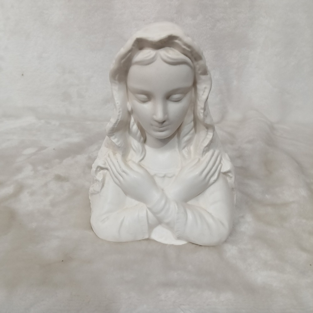 Vintage Inarco Japan Madonna Planter E-6157 Virgin Mary Bust Head Vase White